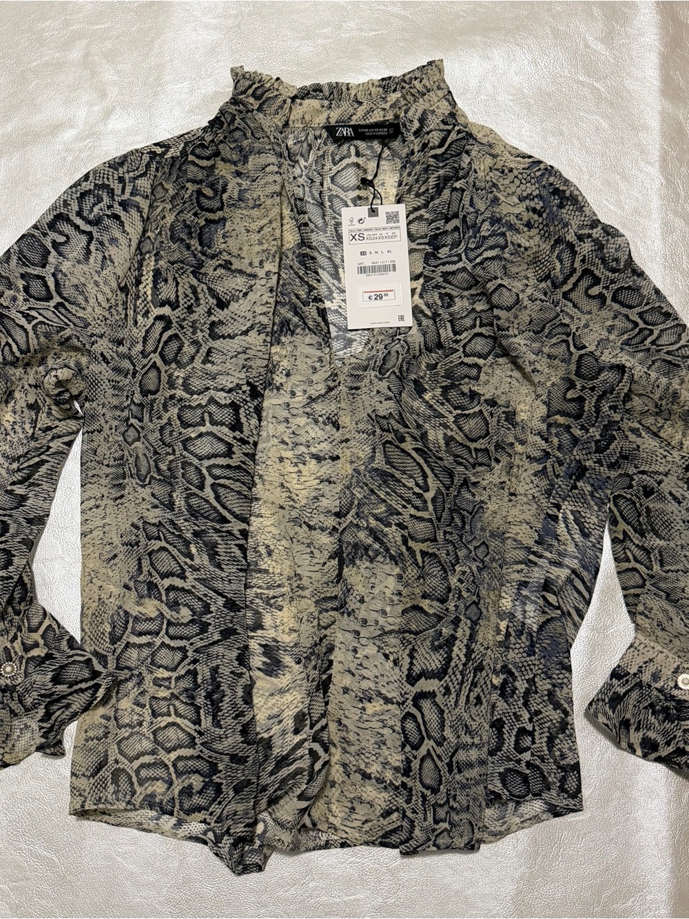 Zara Animal Print Blouse in Black and Beige